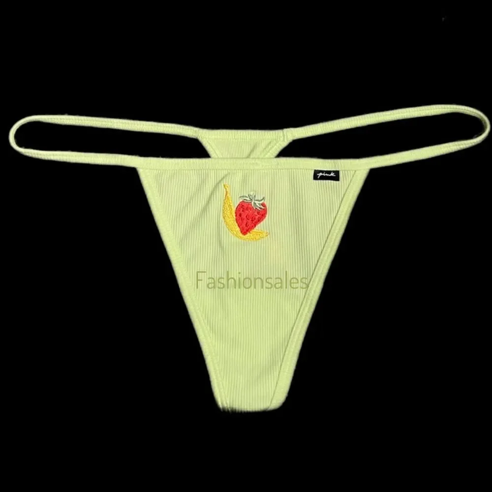 Victorias Secret Pink Soft Cotton Ribbed V String panty Lime XXL